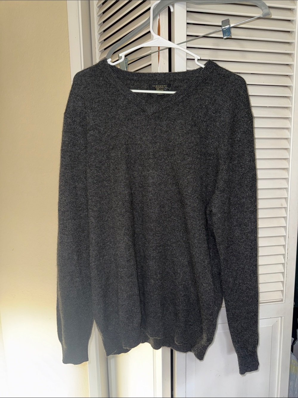 Dark Gray V Neck Cashmere Sweater